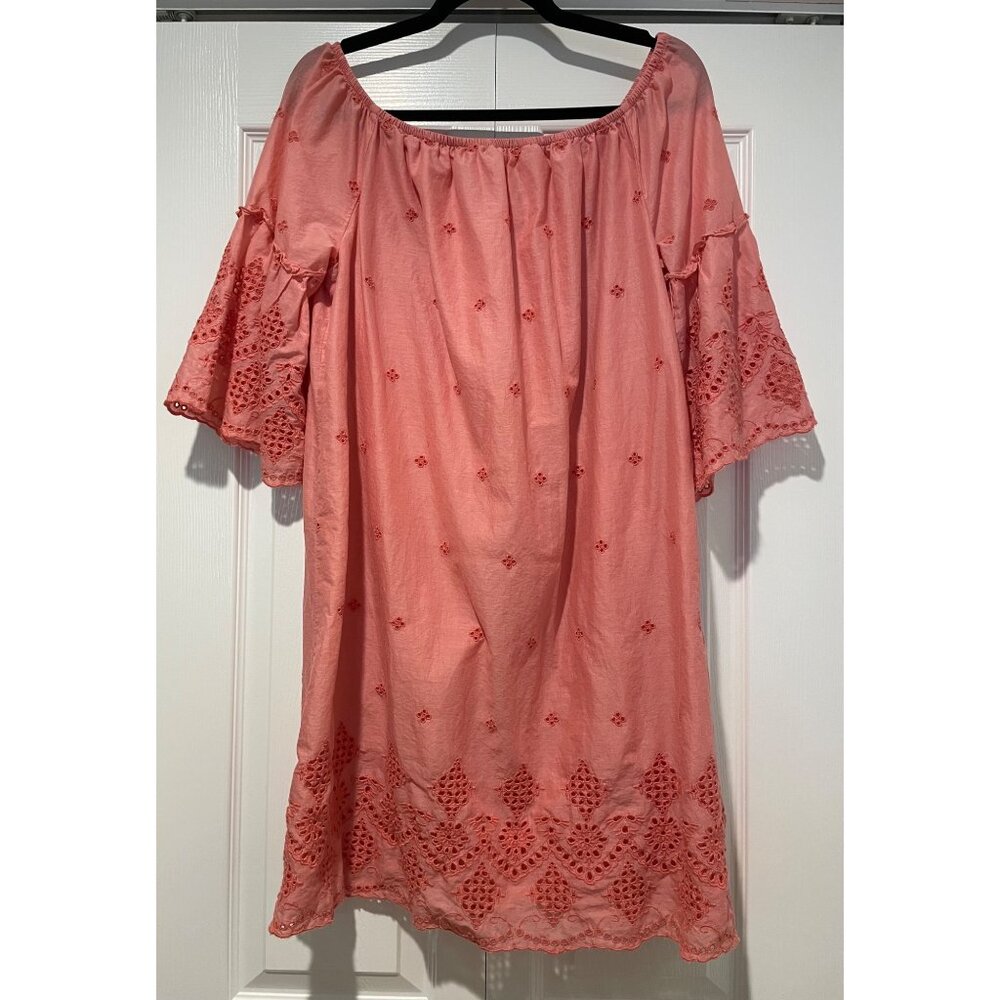 St Johns Bay‎ Womens Pink Eyelet Peasant Dress Size M Dainty Coquette Feminine - Picture 3 of 12